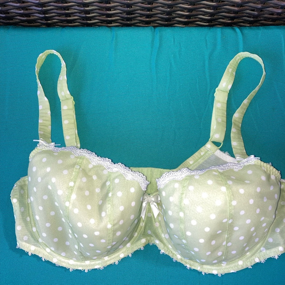 Pastel Ruffle Green Polka Dot Bra // Pinup